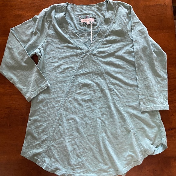 Sundance Mododoc Seamed V-Neck Tee Teal - Picture 1 of 4